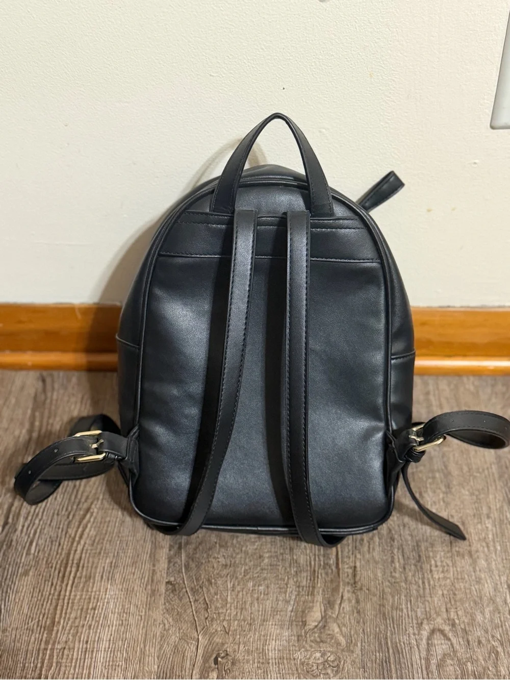 BCBG Black Quilted Mini Backpack with Gold Zipper